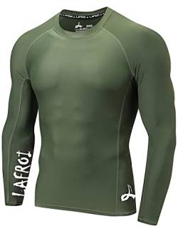 LAFROI Herren Langarm UPF 50+ Kompressionsshirt Rash Guard-CLYYB (Asymmetric Olive,XL) von LAFROI