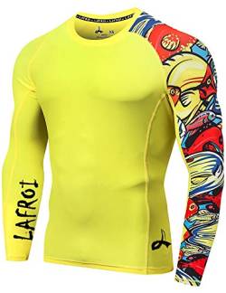 LAFROI Herren Langarm UPF 50+ Kompressionsshirt Rash Guard-CLYYB (Asymmetric Pops,XXL) von LAFROI