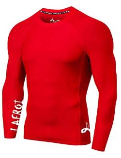 LAFROI Herren Langarm UPF 50+ Kompressionsshirt Rash Guard-CLYYB (Asymmetric Red,LG) von LAFROI