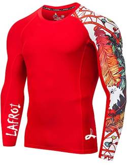 LAFROI Herren Langarm UPF 50+ Kompressionsshirt Rash Guard-CLYYB (Asymmetric Red Fire,LG) von LAFROI