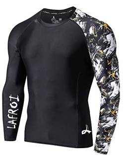 LAFROI Herren Langarm UPF 50+ Kompressionsshirt Rash Guard-CLYYB (Asymmetric Swipes,SM) von LAFROI