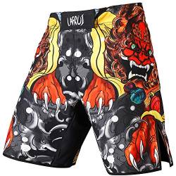 LAFROI Herren MMA Cross-Training Box Shorts Trunks Fight Wear mit Kordelzug und Tasche (LA Lion Dance,SM) von LAFROI