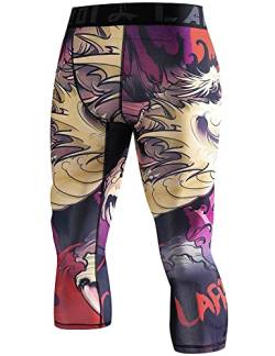LAFROI Men's Compression Fit 3/4 Tights Leggings with Pcoket/Non-Pocket-YSK10 Blood Moon Size LG von LAFROI