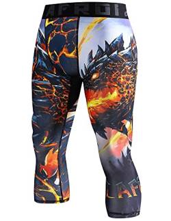 LAFROI Men's Compression Fit 3/4 Tights Leggings with Pcoket/Non-Pocket-YSK10 Melted Wings Size LG von LAFROI