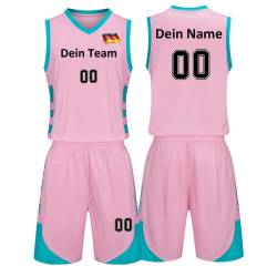 Benutzerdefiniert Basketball Trikots Kinder Herren mit Namen Nummber Logo Basketball Jersey Shirt und Shorts (Rosa) von LAIFU