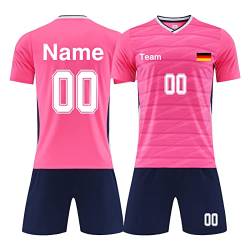 LAIFU Eigener Name Fussball Trikot Kinder Set - Personalisierte Fußball Trikots Jeder Name Nummer Team Logo Fussballtrikot Jungen von LAIFU