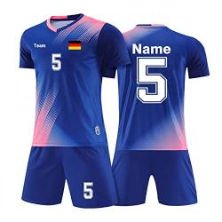 LAIFU Personalisiertes Fußballtrikot Kinders Erwachsene Fusstball Shorts&Trikots mit Name Nummer Team Logo Fußball Trikot von LAIFU