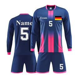 LAIFU Personalisiertes Fußballtrikot für Kinder Erwachsene Personalisierte Fußballshirt und Short mit Namensnummer Logo Navy Blau von LAIFU