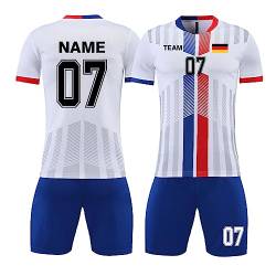 LAIFU Personalisiertes Fußballtrikot mit Namensnummer Logo für Kinder Erwachsene Personalisierte Fußballshirt und Short Weiß von LAIFU