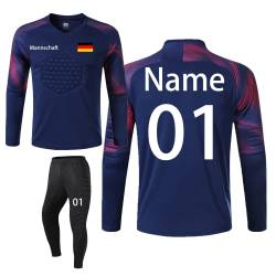 LAIFU Torwarttrikot Personalisieren (Torwarttrikot + Torwarthose) 4 Farben Torwarttrikot Kinder Erwachsene Name Team Nummer (Saphirblau) von LAIFU