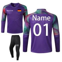 LAIFU Torwarttrikot Personalisieren (Torwarttrikot + Torwarthose) 4 Farben Torwarttrikot Kinder Erwachsene Name Team Nummer (Violett) von LAIFU