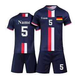 LAIFU personalisiertes fußball Trikot Kinder mit Namen Nummer Team und Logo torwarttrikot Herren Uns (Kurz Blau) von LAIFU