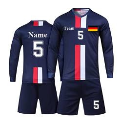 personalisiertes fußball Trikot Kinder mit Namen Nummer Team und Logo torwarttrikot Herren Uns (Langes Blau) von LAIFU
