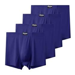 LAIJIANG 3-10XL Boxershorts Herren 4er Packs Hohe Taille Herren Boxershorts Unterhosen 100% Baumwolle Atmungsaktiv Slip Für 170 KG Täglichen Men (Color : Dark Blue, Size : (10X-L)) von LAIJIANG