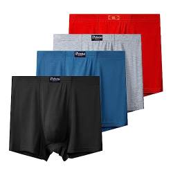 LAIJIANG 9XL Boxershorts Herren 4er Packs Hohe Taille Herren Boxershorts Unterhosen 100% Baumwolle Atmungsaktiv Slip Für 130-150 KG Täglichen Men von LAIJIANG