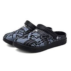 LAILI Herren Garten verstopfen Schuhe Strandsandalen atmungsaktive Hausschuhe Duschschuhe Wasser Wanderschuhe blau und weiß Porzellan Serie Modehausschuhe Reiseschuhe Schwarz 47 von LAILI