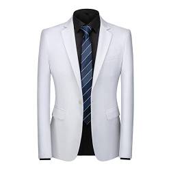 LAKKOA Blazer Herren, Regular Fit Herren Blazer Anzugjacke Slim Fit Formal Blazer Business Anzugjacke Weiß One Button Anzüge Blazer Jacken Hochzeitsfeier Smoking Dinner Jacket,XXL von LAKKOA