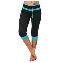 LAKOYA Caprihose Damen Sommer 3/4 Sport Stretch Hosen aus Baumwolle,Yoga Gym Fitness Seamless Training Jogger Frauen Capri Shorts Running Dreiviertel Pant Lauf Trousers Radlerhose von LAKOYA