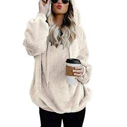 Teddy Fleece Warm Pullover Damen Winter Hoodie Sweatshirt mit Kapuze Plüsch Kapuzenpullover Große Größen Locker Herbst Langarm Tops von LAKOYA