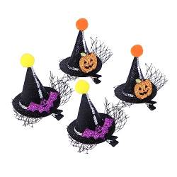 LALAFINA 4 Stück Beanie-haarspange Halloween-kinderpreise Halloween-haare Mini-hexenhut Zylinder Haarspange Mini-hut-haarspange Hexen Haarspangen Cosplay Kunstleder Einstellen Baby von LALAFINA