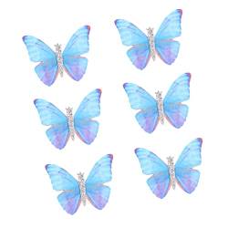 LALAFINA 6st Schmetterlings-haarnadel-entenschnabel-clip Schmetterling Glänzende Haarspangen Blaue Schmetterlinge Elf Haarnadel Diy Handgemachte Clips Rostfreier Stahl Haarteil Mädchen Baby von LALAFINA