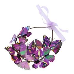LALAFINA Dreidimensionaler Schmetterlingskranz Hochzeit Haar Schmetterlingskranz Feiertagskranz Schmetterlings-fascinator-stirnband Hut Plastik Damen Violett Abschlussball Heiligenschein von LALAFINA