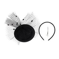 LALAFINA Fascinators Hut Tea Party Kopfbedeckung: Bänder auf Einem Stirnband Und Einen Clip für Mädchen Und Frauen Kirche Derby Britisch Braut Brauthochhut von LALAFINA