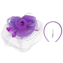LALAFINA Haarschmuck Fascinator-Hut-Stirnband Blumen-Mesh-Bänder Vintage-Fascinator-Haarband Tee-Party-Fascinator-Kopfbedeckung Für Frauen Blumenstirnbänder von LALAFINA