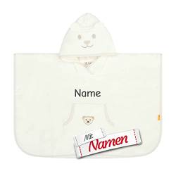 LALALO Steiff Poncho mit Namen personalisiert/bestickt, Baby Kinder Badetuch, Kapuzenbadetuch, Handtuch mit Kapuze von LALALO