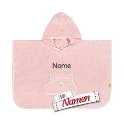 LALALO Steiff Poncho mit Namen personalisiert/bestickt, Baby Kinder Badetuch, Kapuzenbadetuch, Handtuch mit Kapuze von LALALO