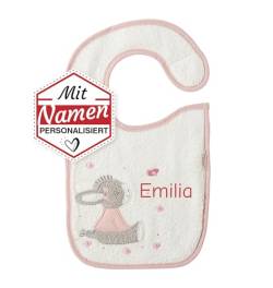 LALALO Sterntaler Lätzchen mit Namen bestickt, Junge, Baby Frottee Lätzchen/Halstuch/Spucktuch, Babylätzchen personalisiert, 100% Baumwolle, 26 x 38 cm, Junge Mädchen (Emmi Girl) von LALALO