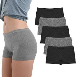 Damen Boyshort Unterwäsche Full Coverage Seamless Panties Soft Stretch Boxer Briefs 5 Packs - - Medium von LALESTE