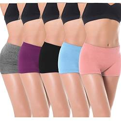 LALESTE Damen Boyshort Unterwäsche volle Abdeckung Nahtlose Höschen weiche Stretch Boxershorts 5 Packungen, Schwarz, Rosa, Lila, Hellblau, Dunkelgrau., M von LALESTE