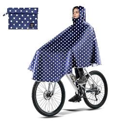 LAMA Fahrrad Regenponcho, Regencape Fahrrad Damen Herren, Wasserdichter Fahrrad Poncho mit Kapuze, Leichte Fahrrad Regenbekleidung Regenjacke für Wandern Radfahren Elektroauto Motorrad, Blaue Tupfen von LAMA