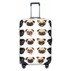 LAMAME Funny Skull Printed Suitcase Cover Elasticated Protective Cover Washable Luggage Cover, Schwarzgelber Mops, XL von LAMAME