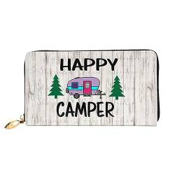 LAMAME Happy Camper bedruckte große Reise-Geldbörse für Herren und Damen, Reißverschluss, Clutch, Kartenhalter, Happy Camper, Einheitsgröße von LAMAME