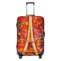 LAMAME Niedlicher Pinguin bedruckter Kofferüberzug, elastischer Schutzbezug, waschbarer Gepäckbezug, Gemälde Paris Eiffelturm, S von LAMAME