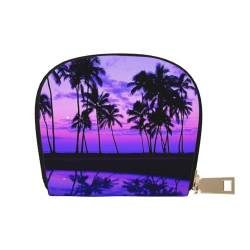 LAMAME Palme Lila Sonnenuntergang gedruckt Leder Kartenetui Kreditkartenetui Visitenkartenhalter, Palme Purple Sunset, Einheitsgröße von LAMAME