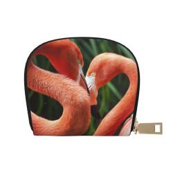 LAMAME Roter Hummer-Druck bedrucktes Leder Kartenetui Kreditkartenetui Visitenkartenhalter, Flamingo, Einheitsgröße von LAMAME