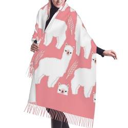 LAMAME Schal mit Totenkopf-Motiv, Skelettknochen, bedruckt, Kaschmir-Gefühl, langer Fransen-Schal, weicher warmer Schal, Alpaka Llama, One size von LAMAME