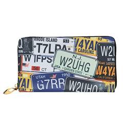 LAMAME Trendy Wolf Gedruckt Leder Geldbörse mit Reißverschluss Tasche Lange Kupplung Tragbare Reise Brieftasche, Kennzeichen, Einheitsgröße von LAMAME