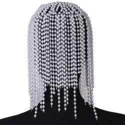 LAMDNL Perlenquasten Kopfbedeckung Stilvolle Kopfbedeckung für modische Frauen Elegante Kopfkette Kappen Zubehör Haarverzierung Frauen Kopfschmuck, Wie beschrieben von LAMDNL
