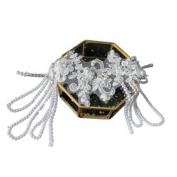 Stilvolle Spitzenstickerei-Haar-Accessoire, anmutige Perlen, Perlen-Banden-Anhänger, Haar-Accessoire, raffinierte Spitzenkopfbedeckung, schöne Perlen-Stirnband-Verzierung von LAMDNL