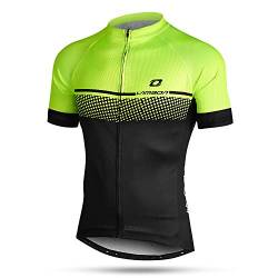 LAMEDA Kurzarm Radtrikot Herren Damen T-Shirt Jersey Funktionsshirt Elastische Atmungsaktive Schnell Trocknen Stoff Fahrradtrikot für Radsport Outdoor Sport(Schwarz&Grün S) von LAMEDA