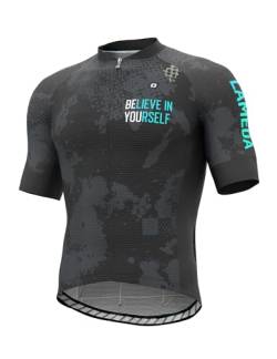 LAMEDA Radtrikot Fahrradtrikot Herren Kurzarm Funktionsshirt T Shirt Atmungsaktiv Schnell Trocknen Fahrradbekleidung Damen Kurz für Radsport Fitness Grau XL von LAMEDA