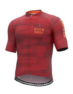 LAMEDA Radtrikot Fahrradtrikot Herren Kurzarm Funktionsshirt T Shirt Atmungsaktiv Schnell Trocknen Fahrradbekleidung Damen Kurz für Radsport Fitness Rot XXL von LAMEDA