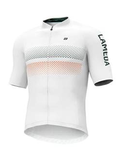 LAMEDA Radtrikot Fahrradtrikot Herren Kurzarm Funktionsshirt T Shirt Atmungsaktiv Schnell Trocknen Fahrradbekleidung Damen Kurz für Radsport Fitness Weiß M von LAMEDA