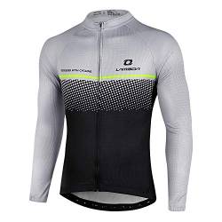 LAMEDA Radtrikot Herren Damen Langarm Herbst Winter Fahrradtrikot MTB Jersey Atmungsaktive Schnell Trocknen Funktionsshirt Fahrradbekleitung für Radsport Rennrad Sport Grau&Silber 3XL von LAMEDA