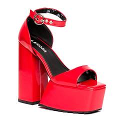 LAMODA Damen Ballin Court Shoe, Red Patent, 38 EU von LAMODA