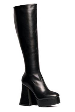 LAMODA Damen Black Swan Knee High Boot, Black Pu, 36 EU von LAMODA